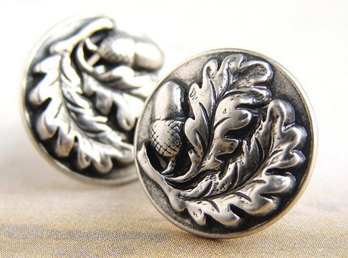 Oak Tree Leaf and Acorn Stud Earrings