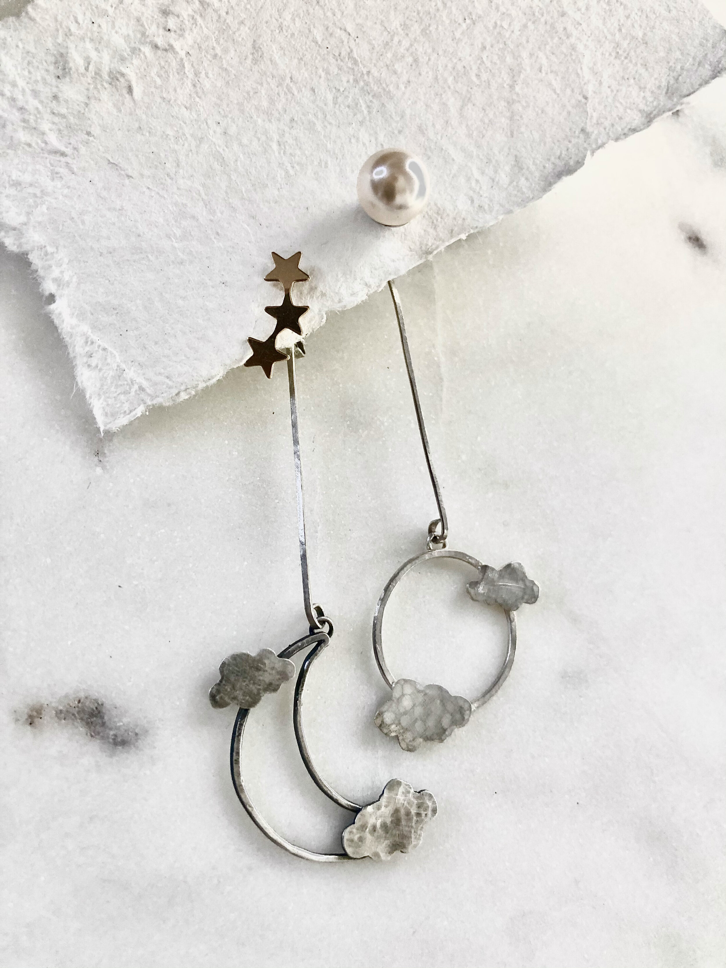 Moon Cloud Star Ear Jacket Earrings