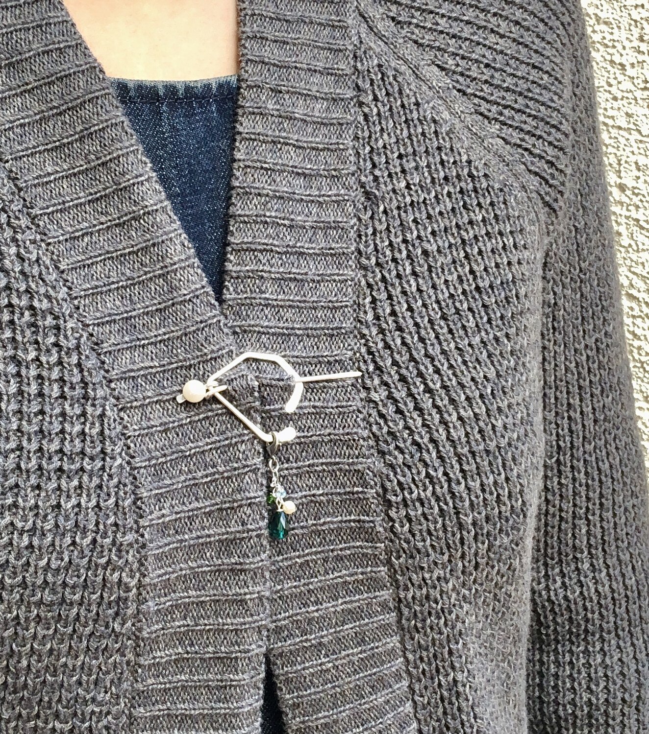 Geometric shaped Brooch with Swarovski crystal dangle (movable)
