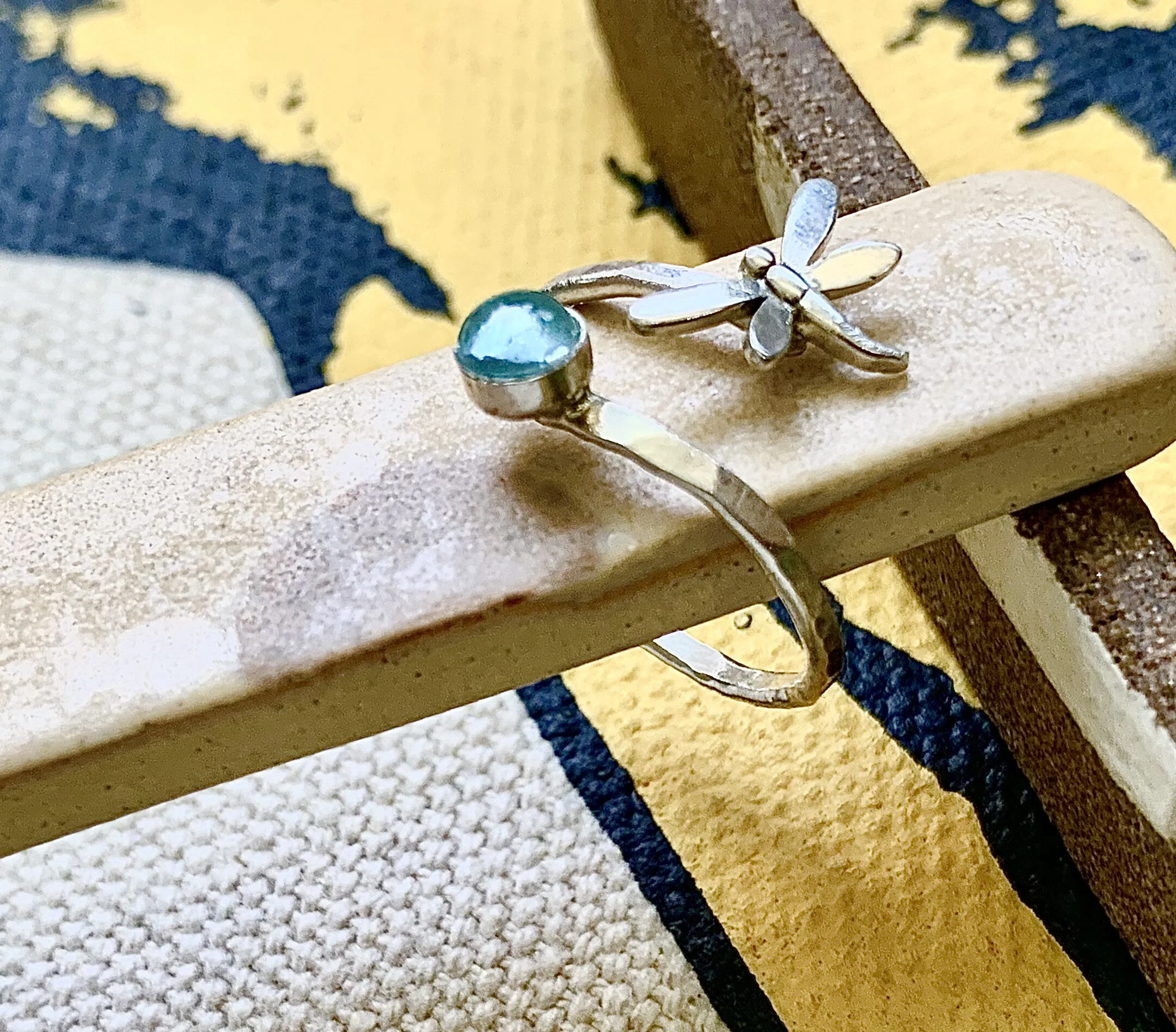 Dragonfly's Dance Ring - adjustable sterling silver dragonfly ring