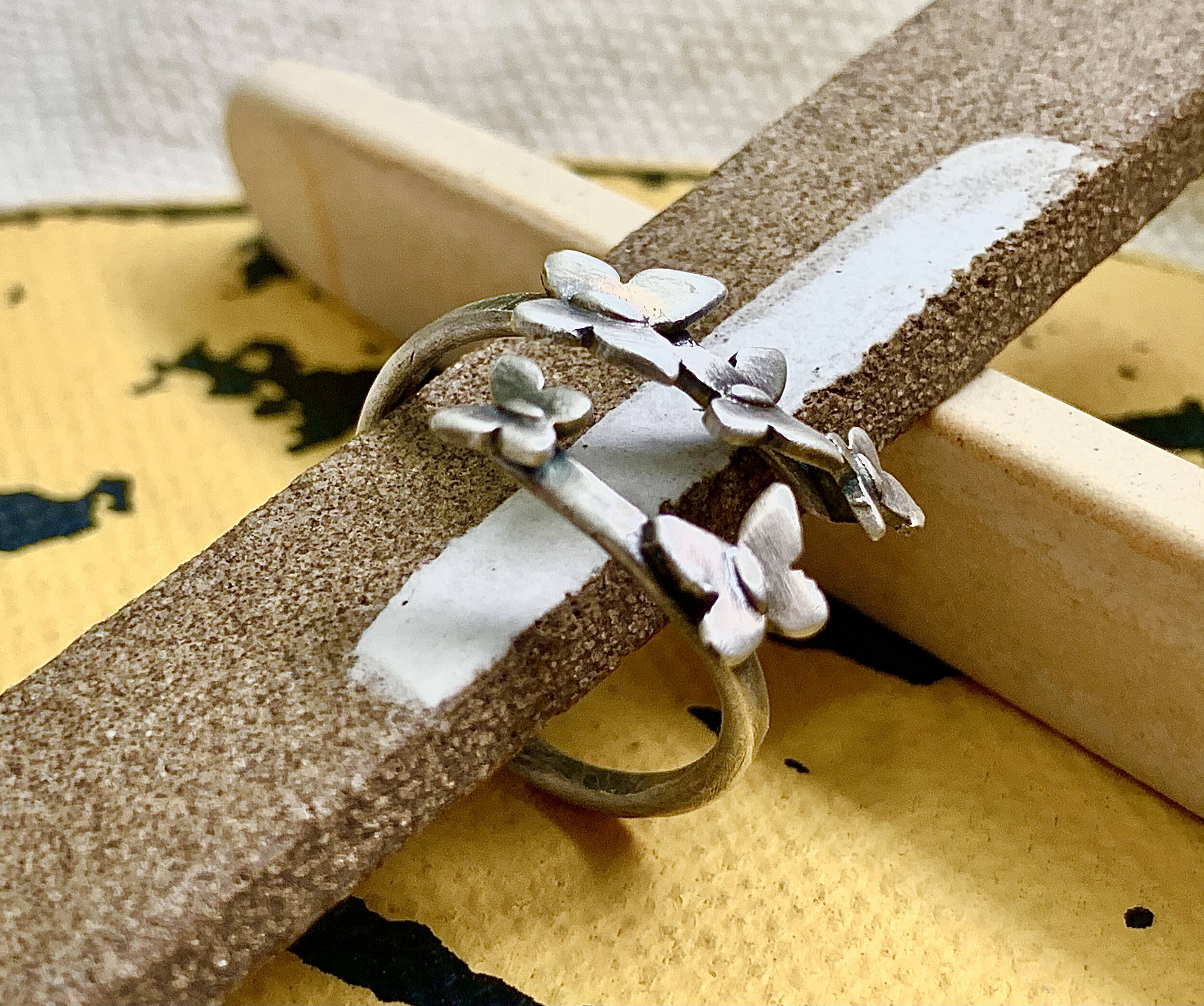 A kaleidoscope of butterflies, adjustable sterling silver butterfly ring 