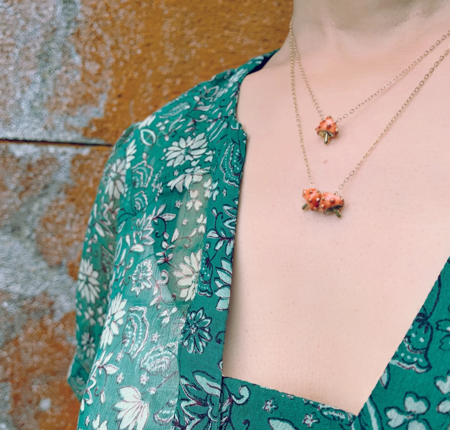 アクセサリー 90s Vintage Two Mushroom Design Necklace Vintage 90s Magic Mushroom Necklace, Hippie Jewelry