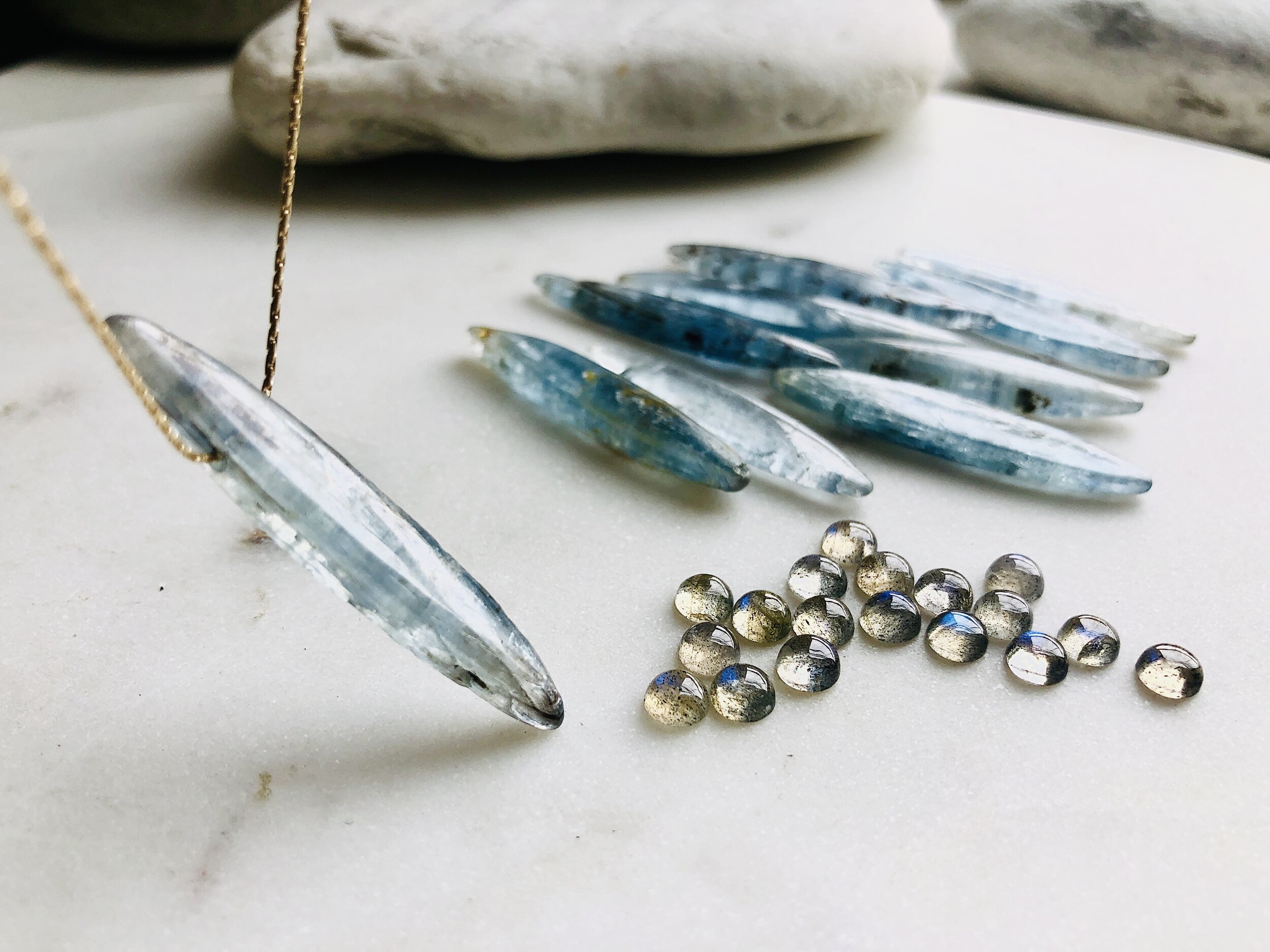 Blue Kyanite stone necklace