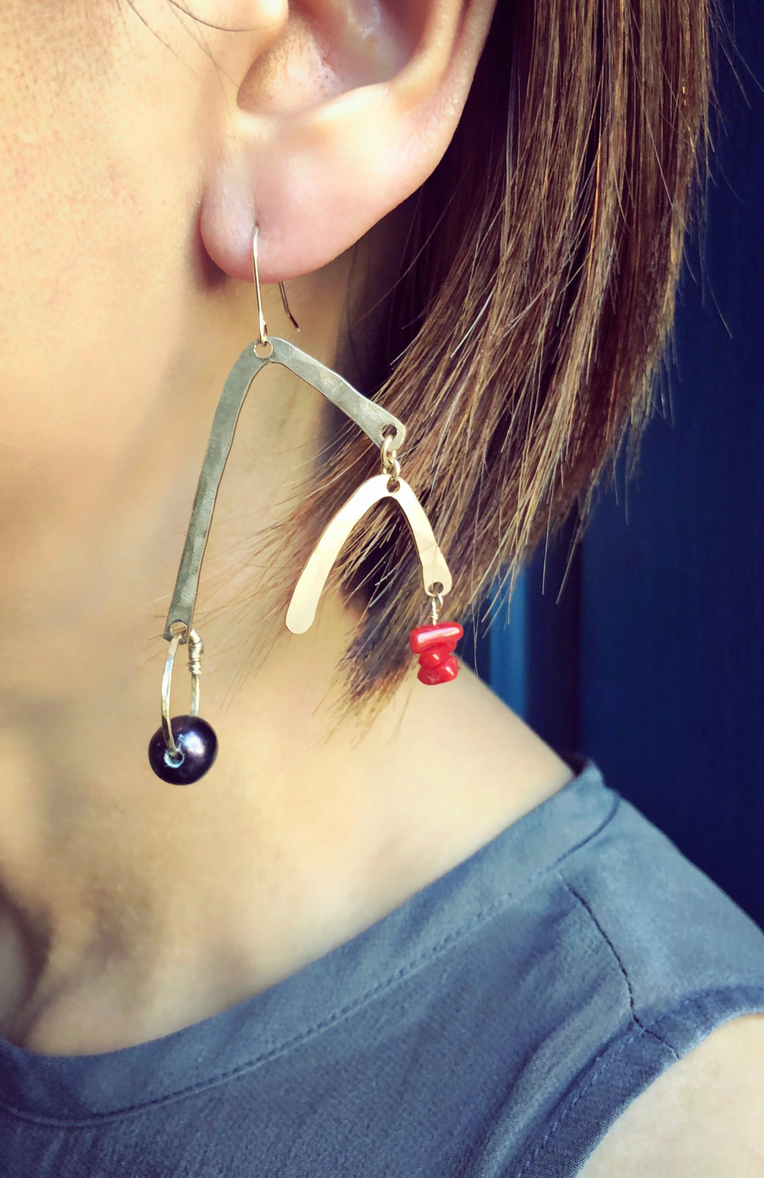 Decision Tree Earrings, Machine Learning Jewelry, Mobile Sculpture Statement Earrings