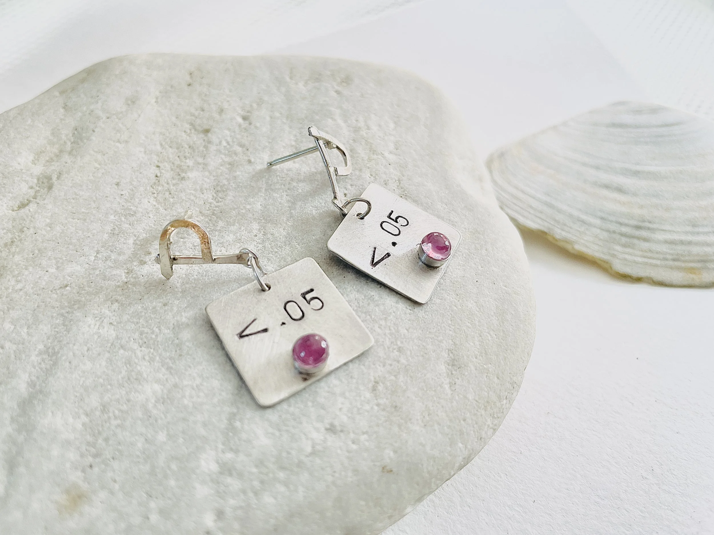 Statistics p value earrings, personalized square earrings, Initial and Name earrings