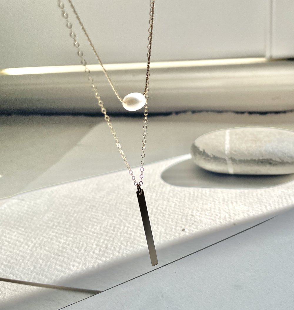 Bar Necklace Set in Silver
