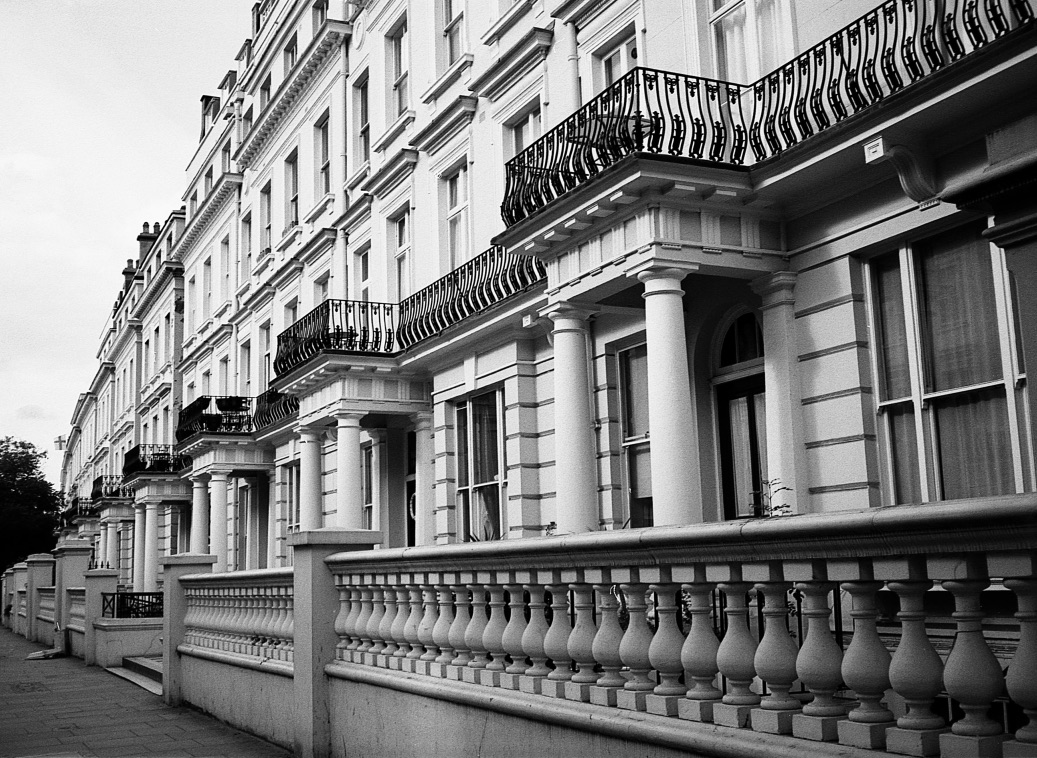 Kensington Perspective, London England // Kodak T-Max 100, Zorki -4, Epsom V330 (Summer 2013) // There's something fun about playing with perspective and patterns in photography. It makes for a cool way to think about print and structure.