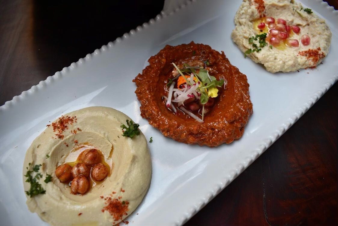 The spread you didn&rsquo;t know you needed 🤩 Our delicious trio of Hummus, Muhammara, and Baba Ghanoush is to die for 😍 #10e #10erestaurant #dtla #dtlafoodie #dtlarestaurant #armenianfood #lebanesefood #meditteraneanfood #hummus #muhammara #babagh