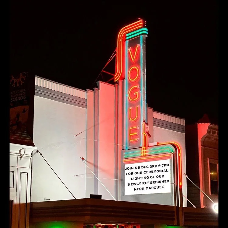 Vogue Theater Neon Marquee Lighting &amp; San Francisco Screening