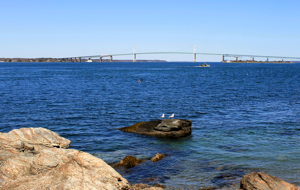 View of Newport Bridge from Fort Adams Bay Walk