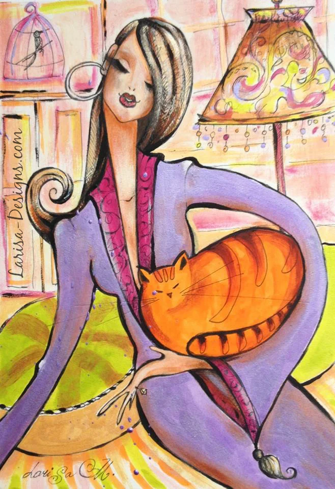 Lady with Cat ~ SOLD