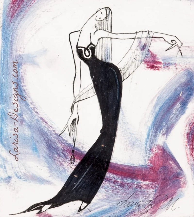 Black Dress 1-5X5 Mixed Media. Available.