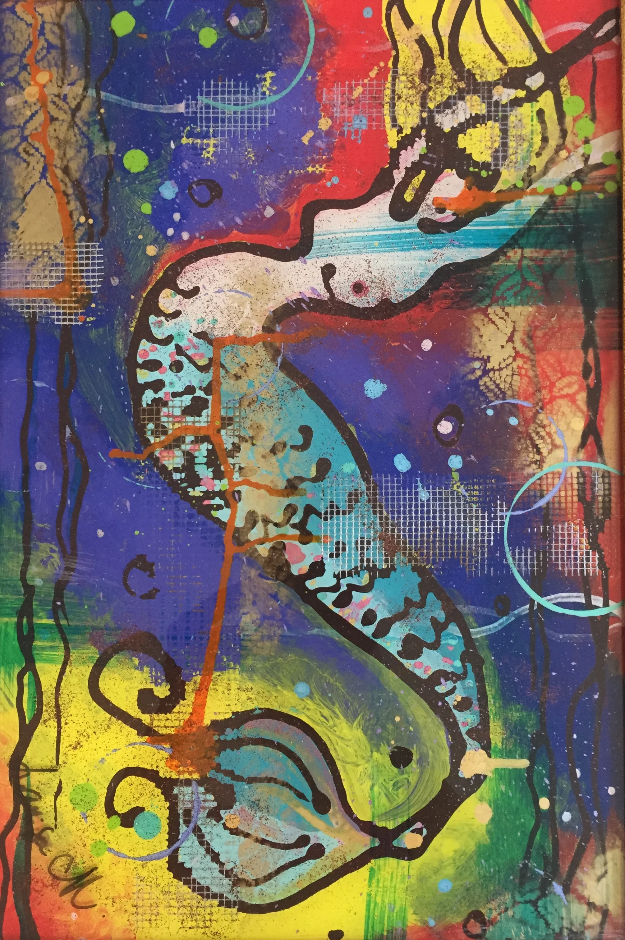 MERMAID II-18X12 ON GLASS. Sold