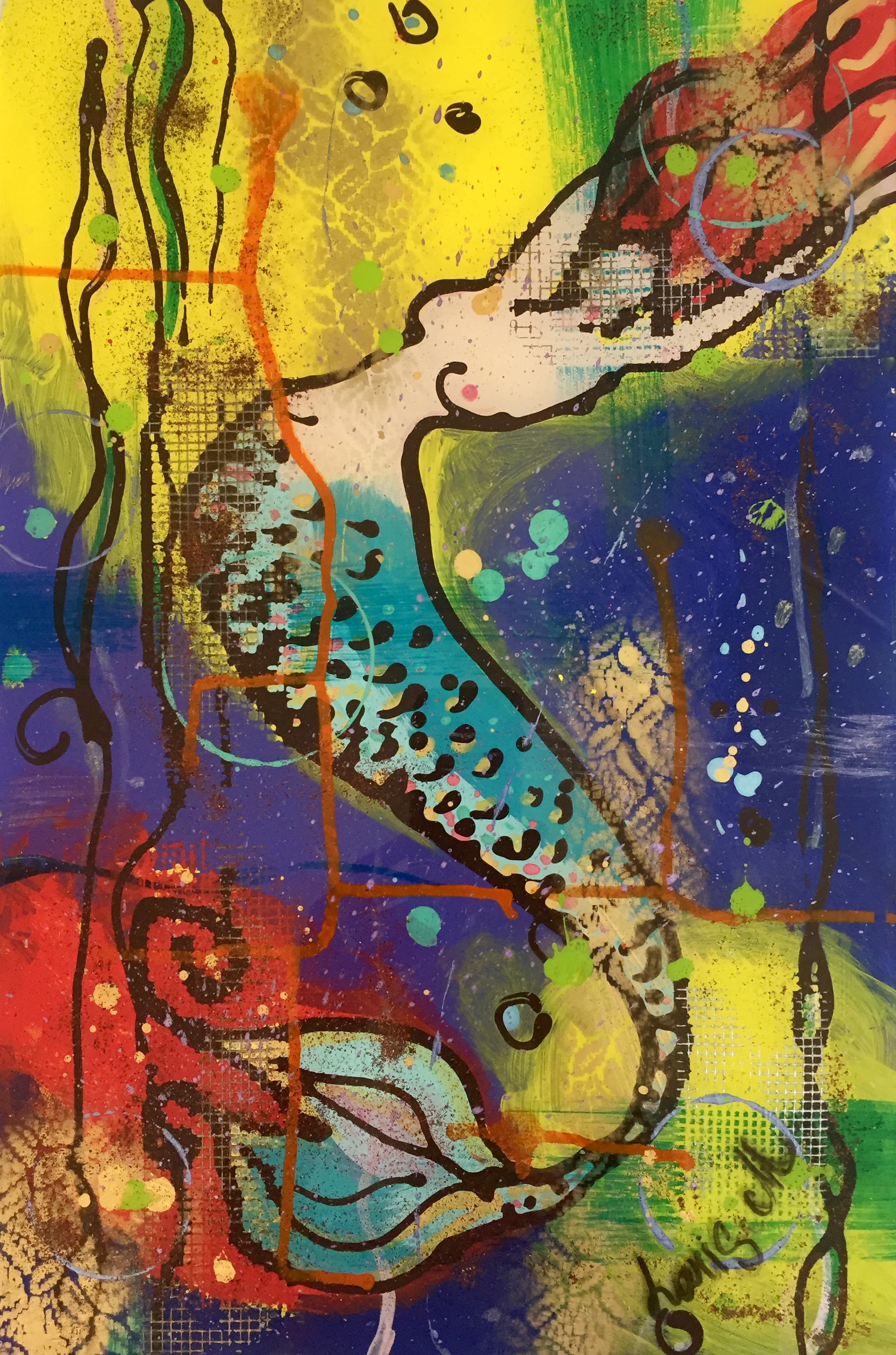 MERMAID IV-18X12 ON GLASS. AVAILABLE