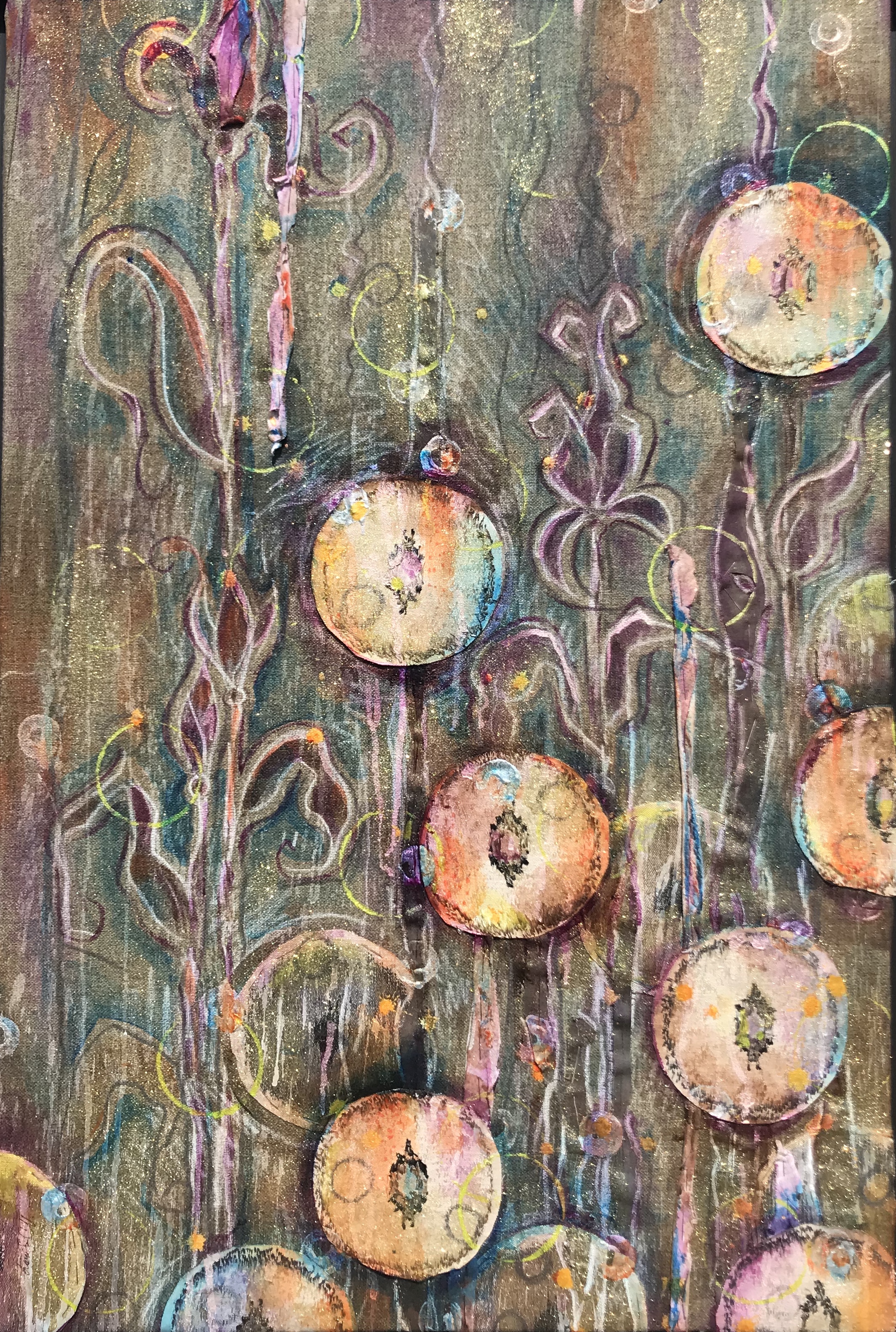 SECRET GARDEN-PEACOCK-24X36. AVAILABLE