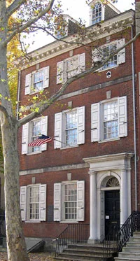 The spacious mansion of Samuel Powell, Philadelphia's first mayor after independence, was a hub of political and social life. Washington and John Adams were frequent guests.