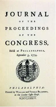 Journal of the Proceedings of the First Continental Congress, the first document authorized by Congress, included the various petitions and Thomson's record of the historic meeting. 