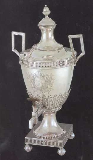 Silver tea urn given Thomson by Congress in gratitude for his 15 years as secretary. Made by silversmith Richard Humphreys, the urn is displayed at the Philadelphia Museum of Art.