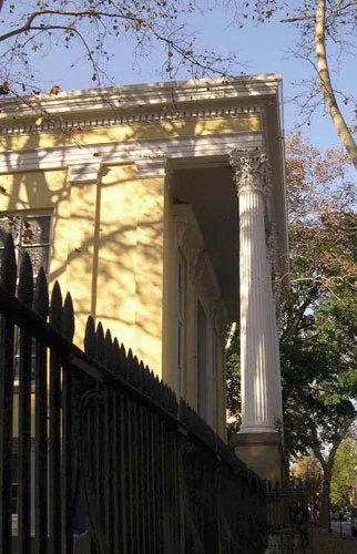 Presbyterian Church on Pine St. west of 4th served as a military hospital, then a stable for British cavalry. Built by Robert Smith, structure has been extensively altered.