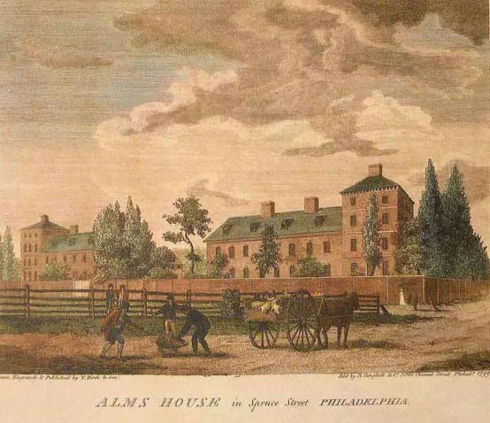 To shelter British troops, 200 of the city's poorest residents were evicted from the Almshouse. The building, designed by Robert Smith, was erected a decade before the Revolution by a half-dozen Carpenters' Company members. (courtesy: The Athenaeum of Philadelphia)