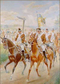 Soon after the First Continental Congress adjourned, prominent ship owners, importers and traders met at Carpenters' Hall to form and equip — at their own expense — the Light Horse of the City of Philadelphia. The Troop participated in several crucial battles, served as a bodyguard for Washington, acted as trusted couriers for secret messages and pay for the army. Today, the Troop is recognized as the nation's oldest mounted military unit.