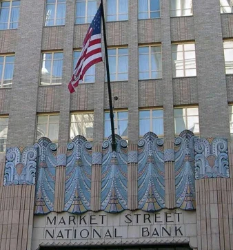 Elaborate art deco terracotta adorns the Market Street National Bank, one of the Steeles' last buildings, now a residence hotel. For economy, the company used standardized modules but added distinctive façades.