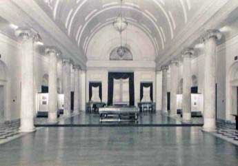 Main banking room of the Second Bank of the United States, pictured after it served as U.S. Customs House. Master carpenter was Philip Justus. Born in 1770 — the year construction began on Carpenters' Hall — Justus lived till 1861, the year Fort Sumter was fired upon. (c ourtesy: Independence National Historical Park)