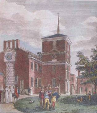 Partial payment for Independence Hall's new roof and spire was permission to advertise for sale items no longer needed: "...one dozen elegant urns, proper for decorating any public building... Also 12 pilasters, with carved capitals, eight of which would form a beautiful summer house..."