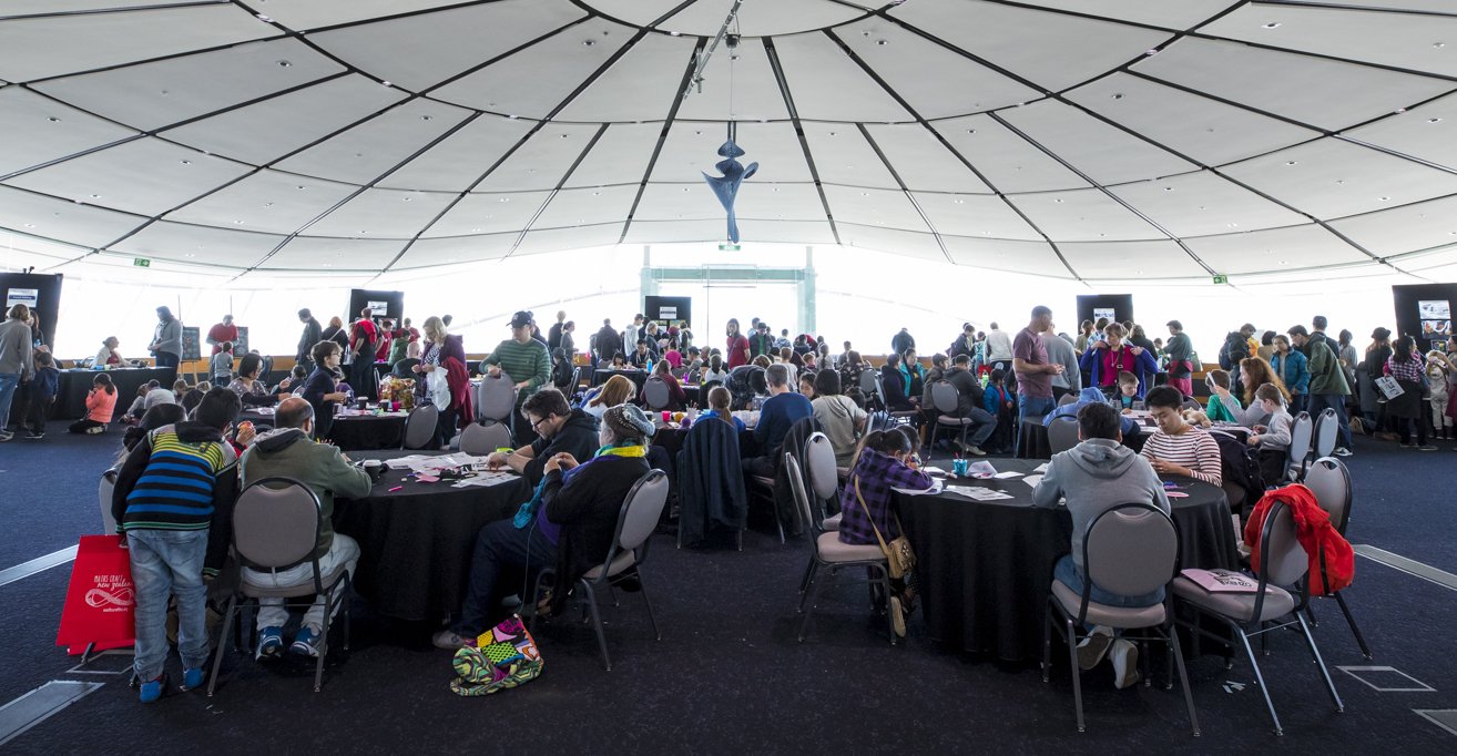 Crowds at the Maths Craft Festival in the Auckland Museum