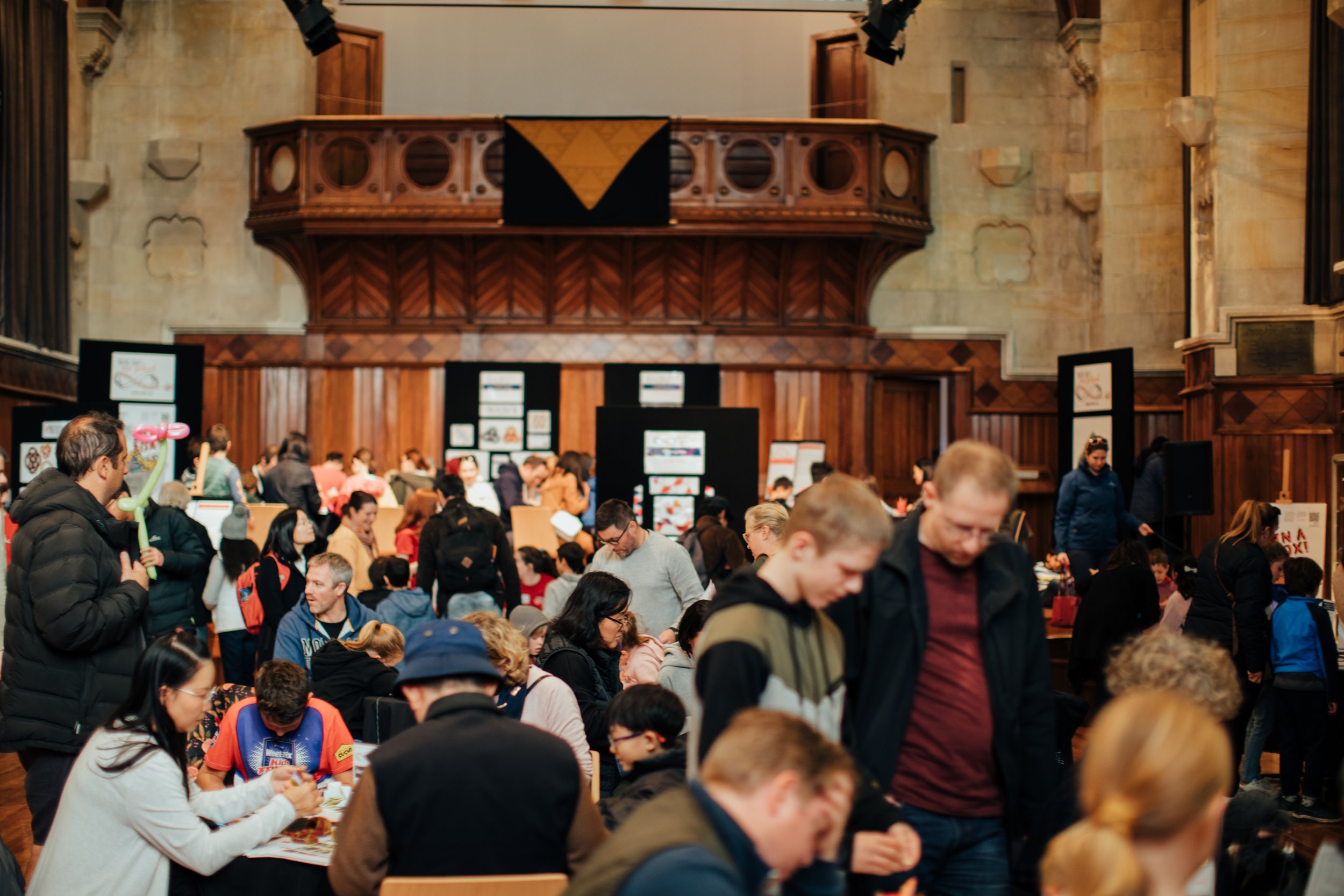 Crowds at the Christchurch Maths Craft Day in the Great Hall