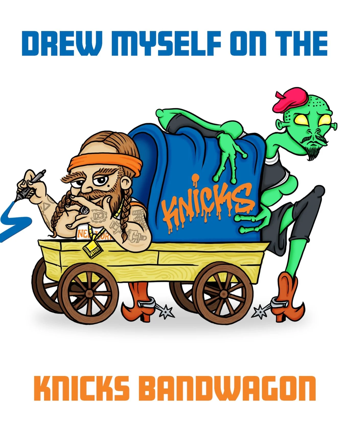Livestreamed drawing myself on the Knicks Bandwagon&hellip; after the greatest comeback in NBA Finals history! Love forever to my 2nd home.