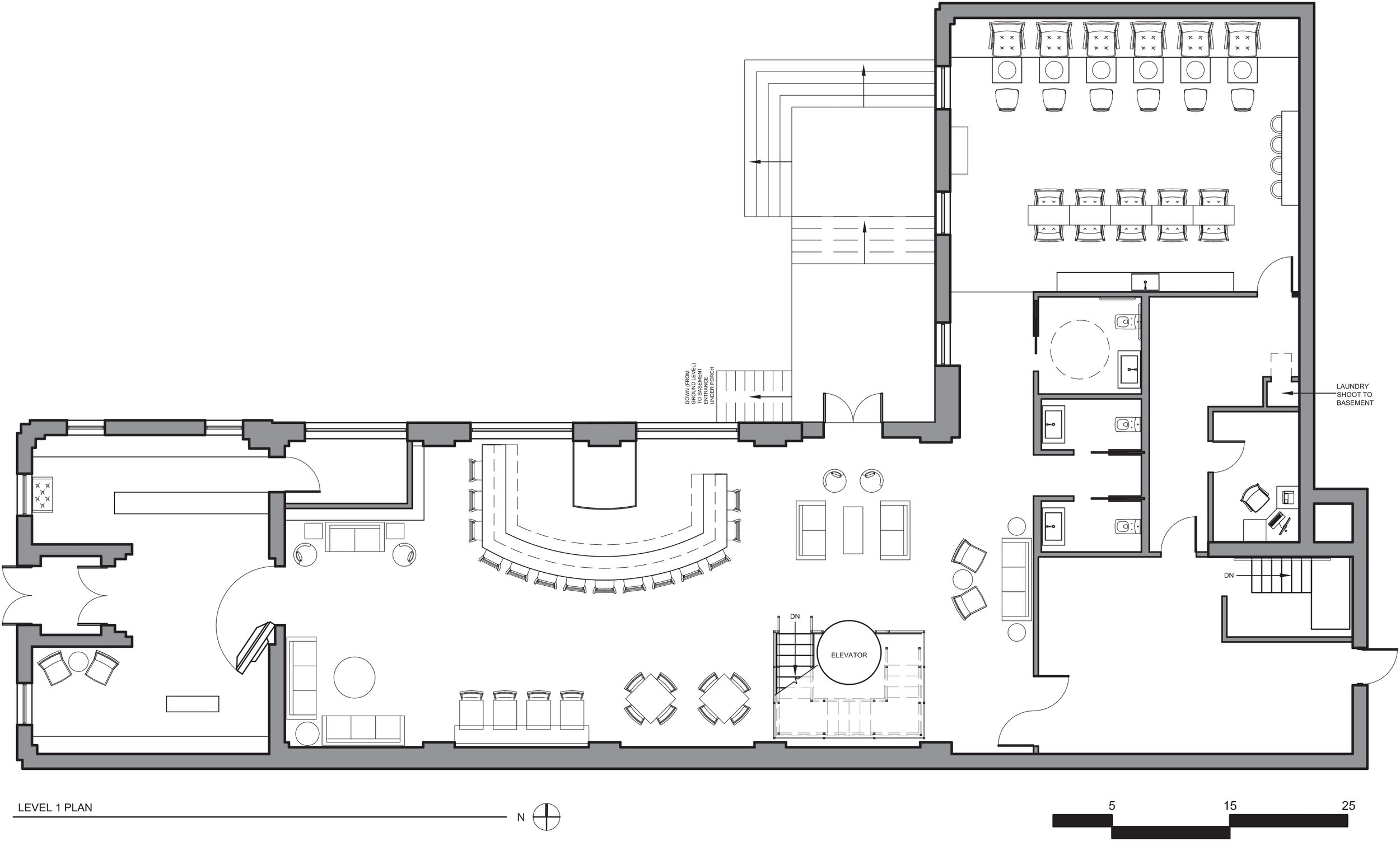 The Level 1 Floor Plan has distinct areas for retail, kitchen, and nail salon, as well as open dining lounge space