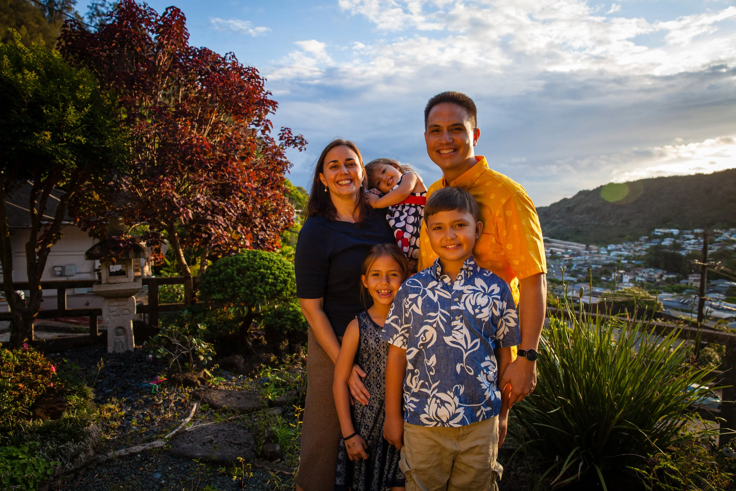 The Hussey-Townsend family at home in Kalihi Valley.