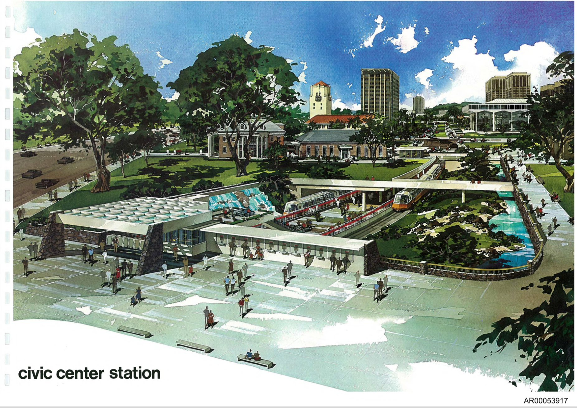 The 1972 rail plan called for the train to run underground through Hotel Street.&nbsp;