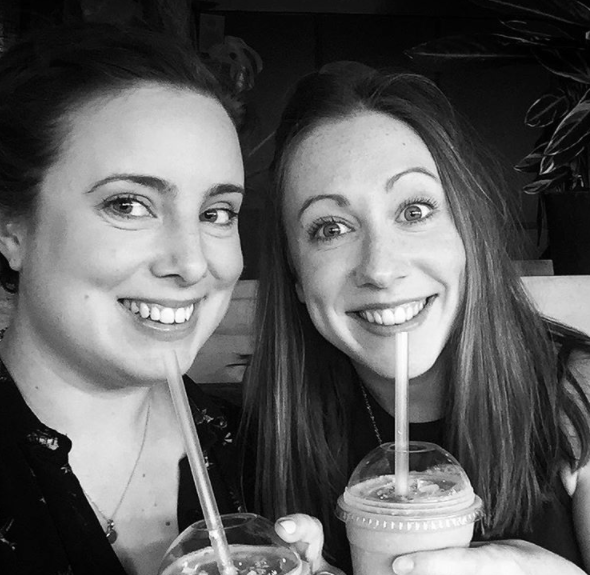 Us sampling the VERY expensive (but VERY delicious) green smoothies....