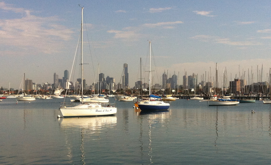 THE VIEW FROM ST KILDA PIER, LOOKING BACK ON MELBOURNE CITY