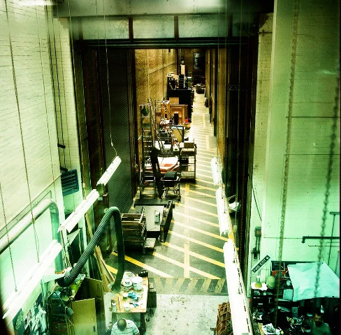Drum Road: the old ‘spine’ of backstage at the NT, there is now a modern walkway allowing the public to look down into the inner workings of the NT machine