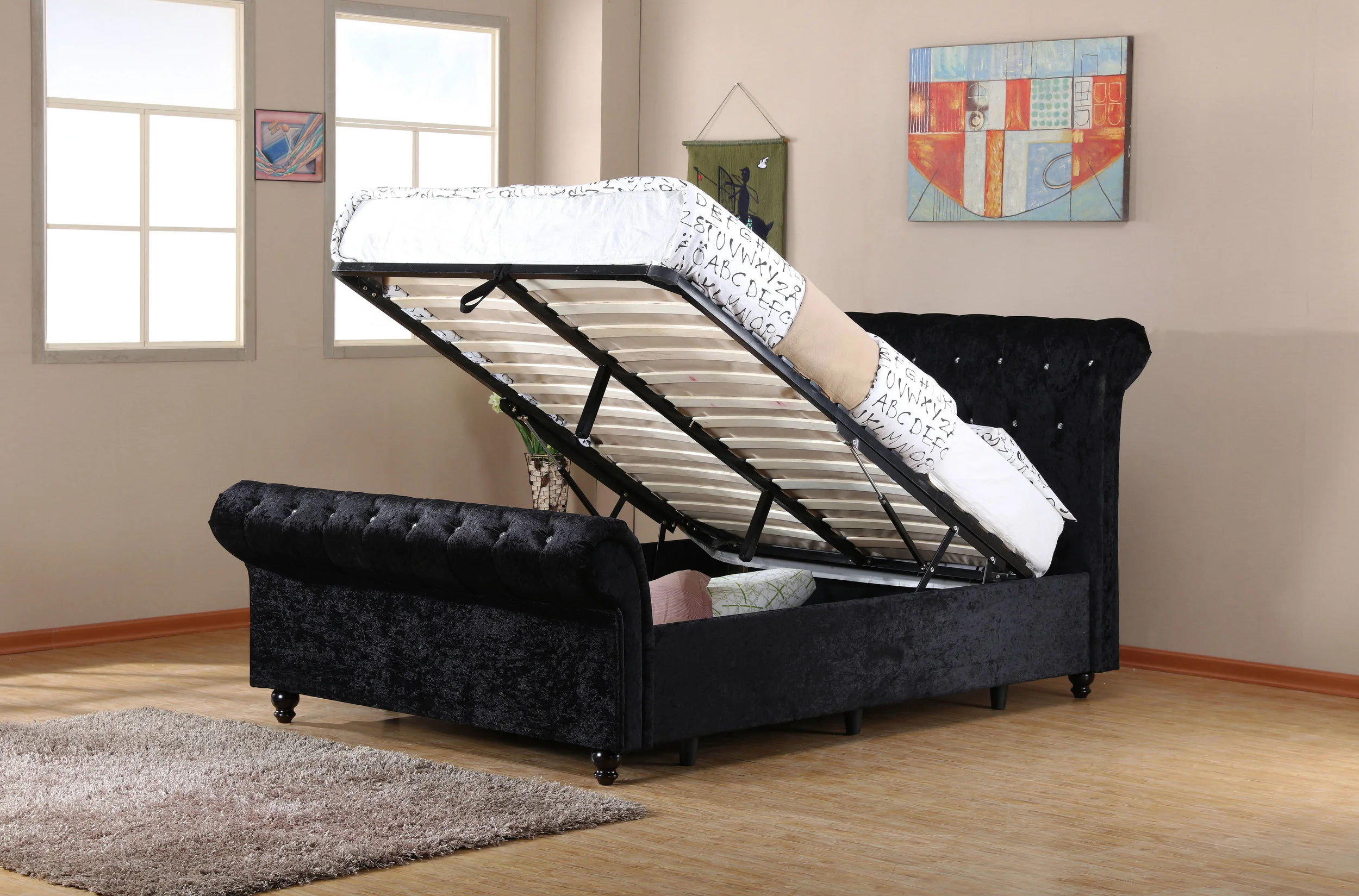 Windsor Crushed Velvet Ottoman Bed — Love Living
