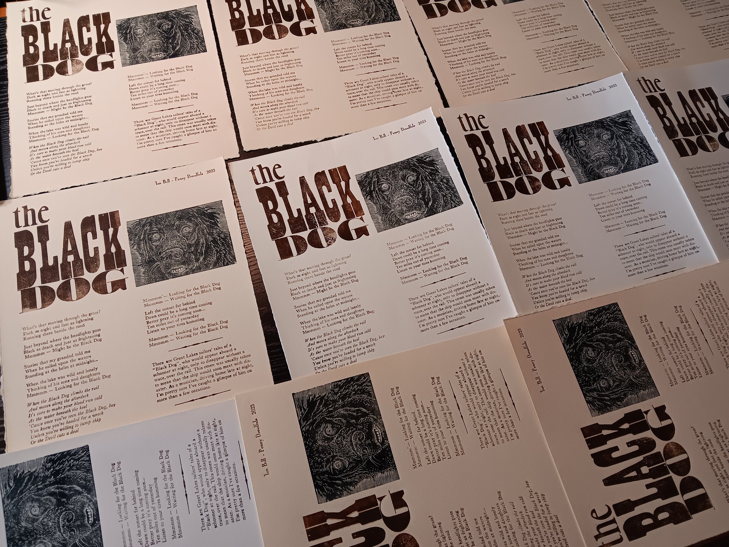 THE BLACK DOG - Broadside: Wood Engraving &amp; Hand-set Type.