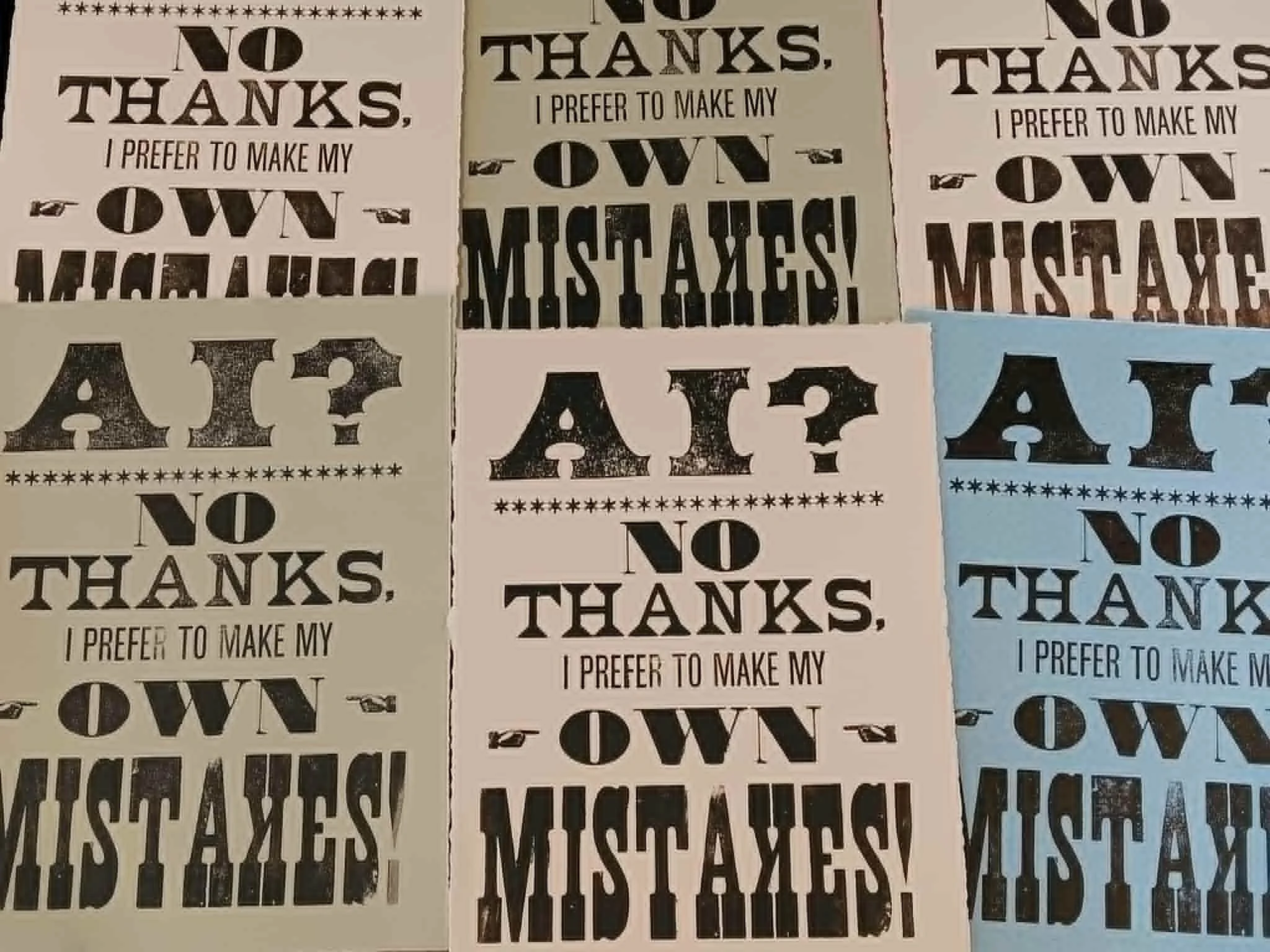 AI? NO THANKS - Poster (antique type) various papers 9 X 12"  $15.