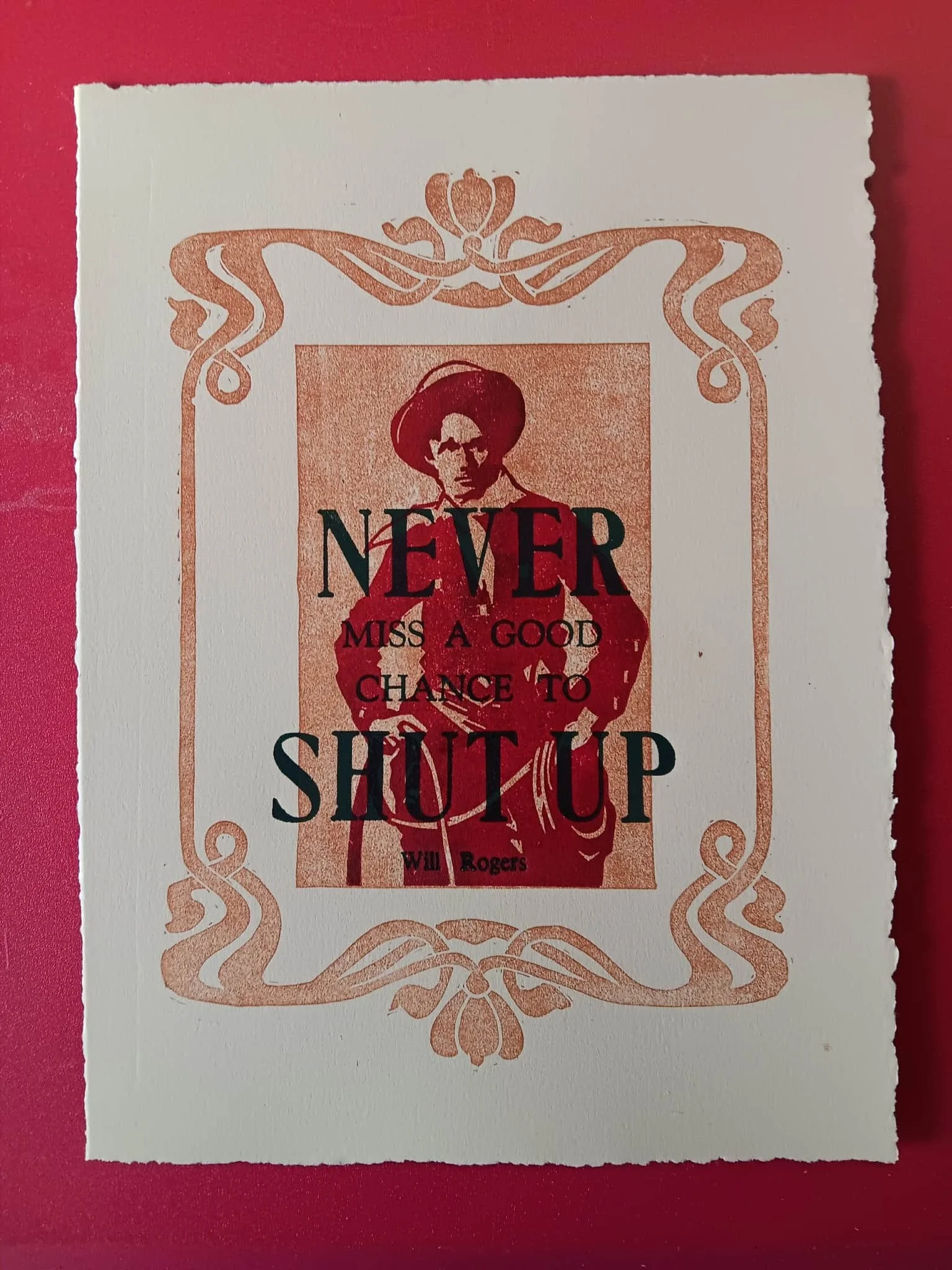 GOOD ADVICE - Poster, Linocut & letterpress, 9 X 12, $30.