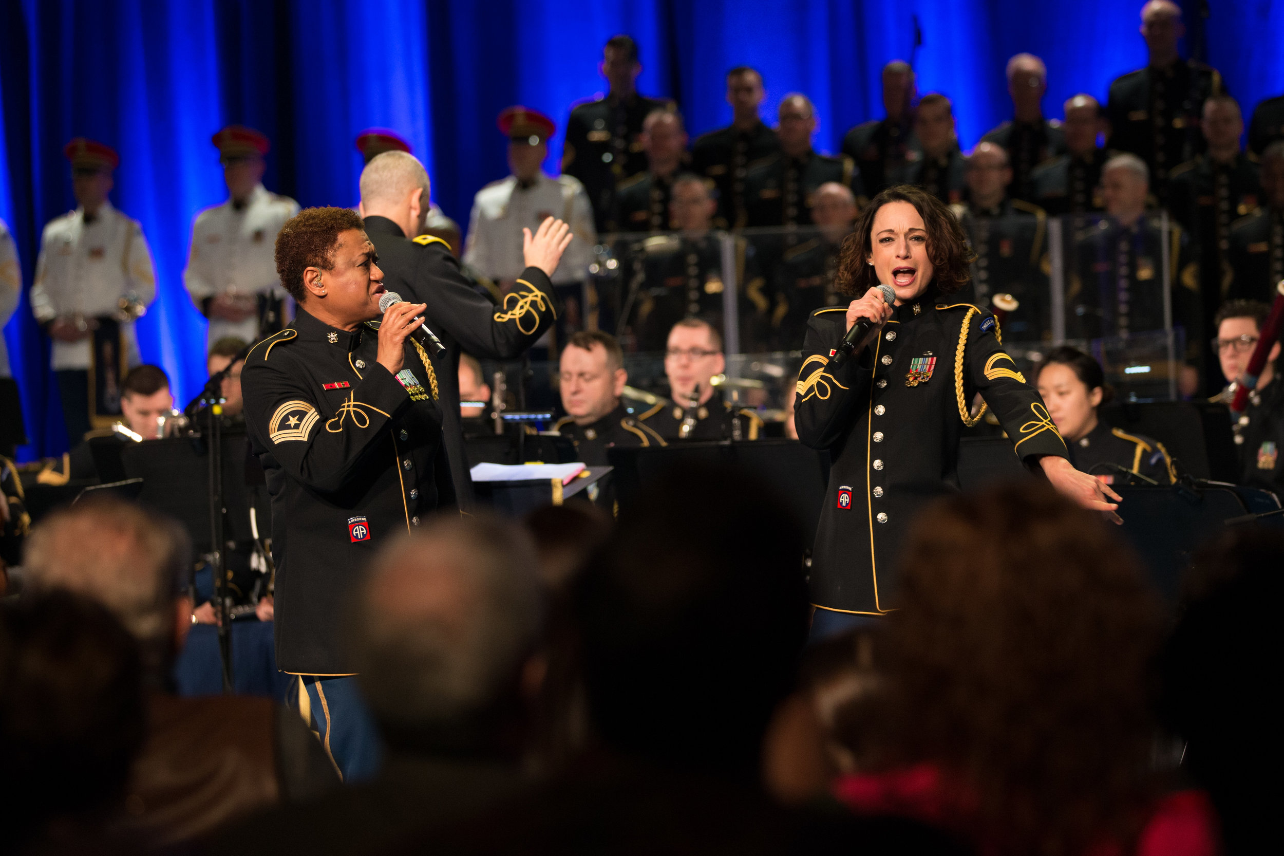  Members of the U.S. Army Band "Downrange" perform music of the 1960s for veterans. 