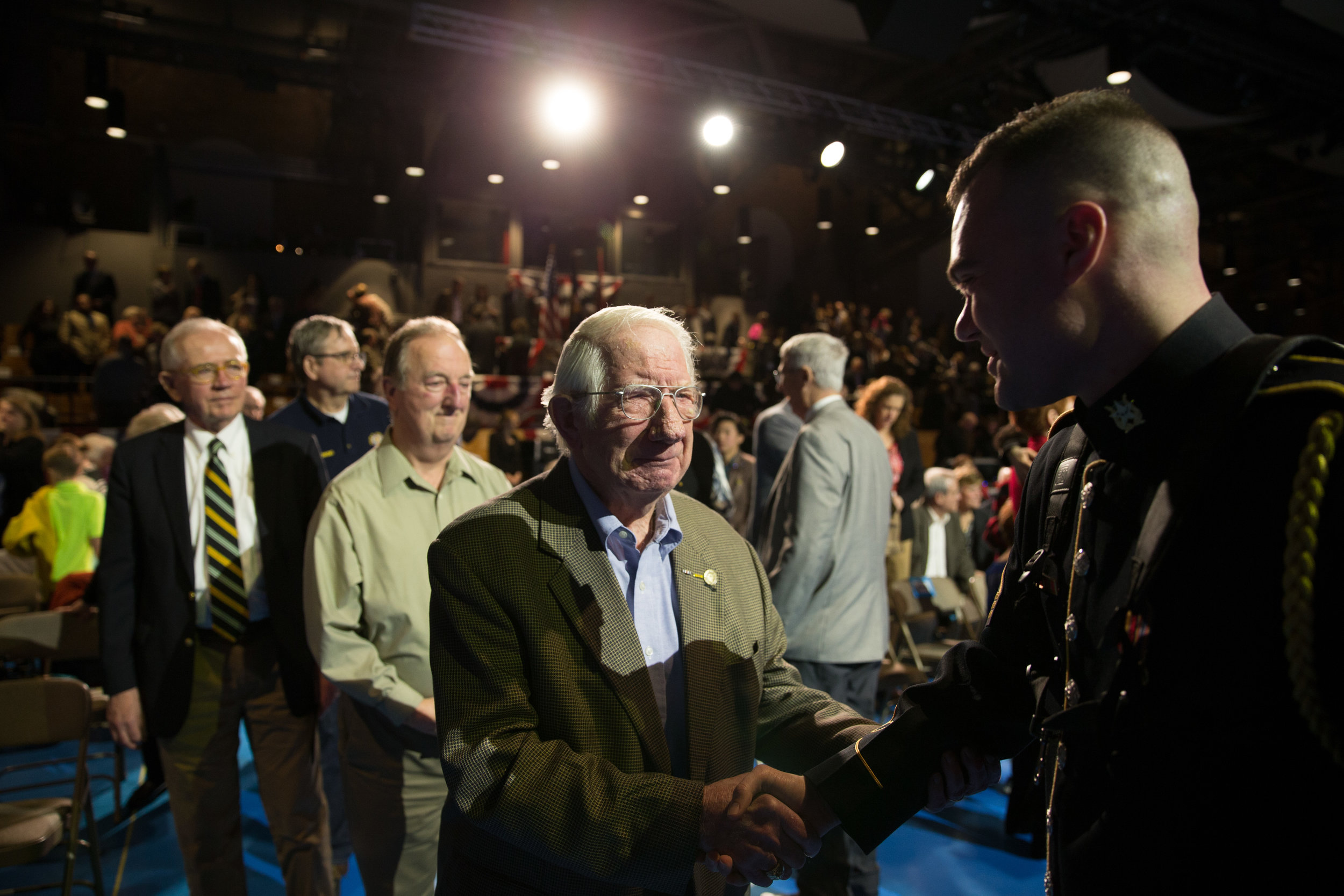  Staff Sgt. Matt Evans meets Vietnam War veterans following a performance at Fort Myer. 