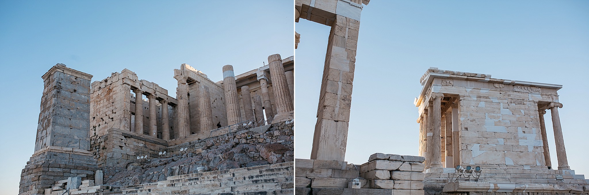   Left: Propylaea, or gateway into the complex Right: Temple of Athena Nike, where the name of the brand came from  