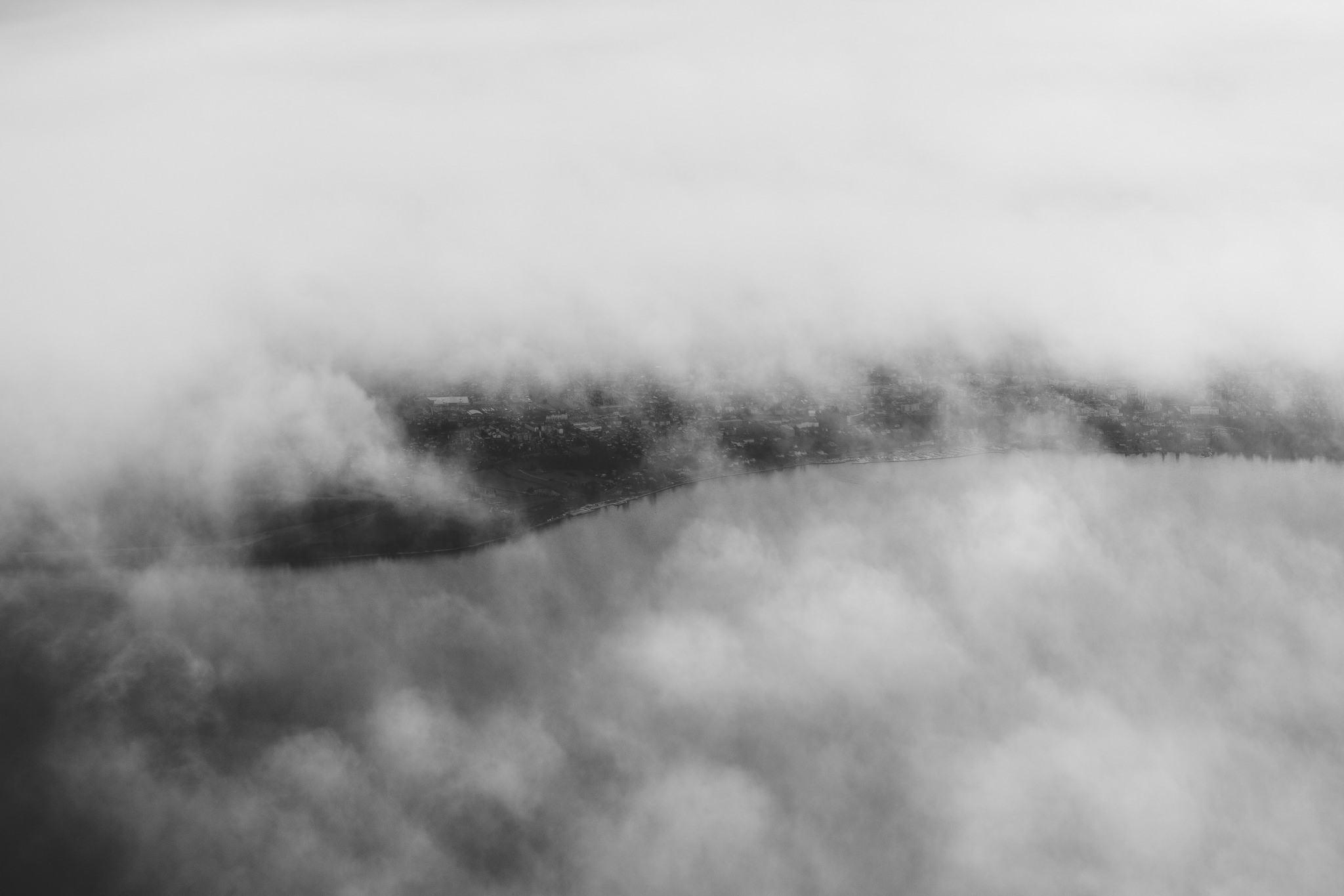   Flying into a misty Geneva  
