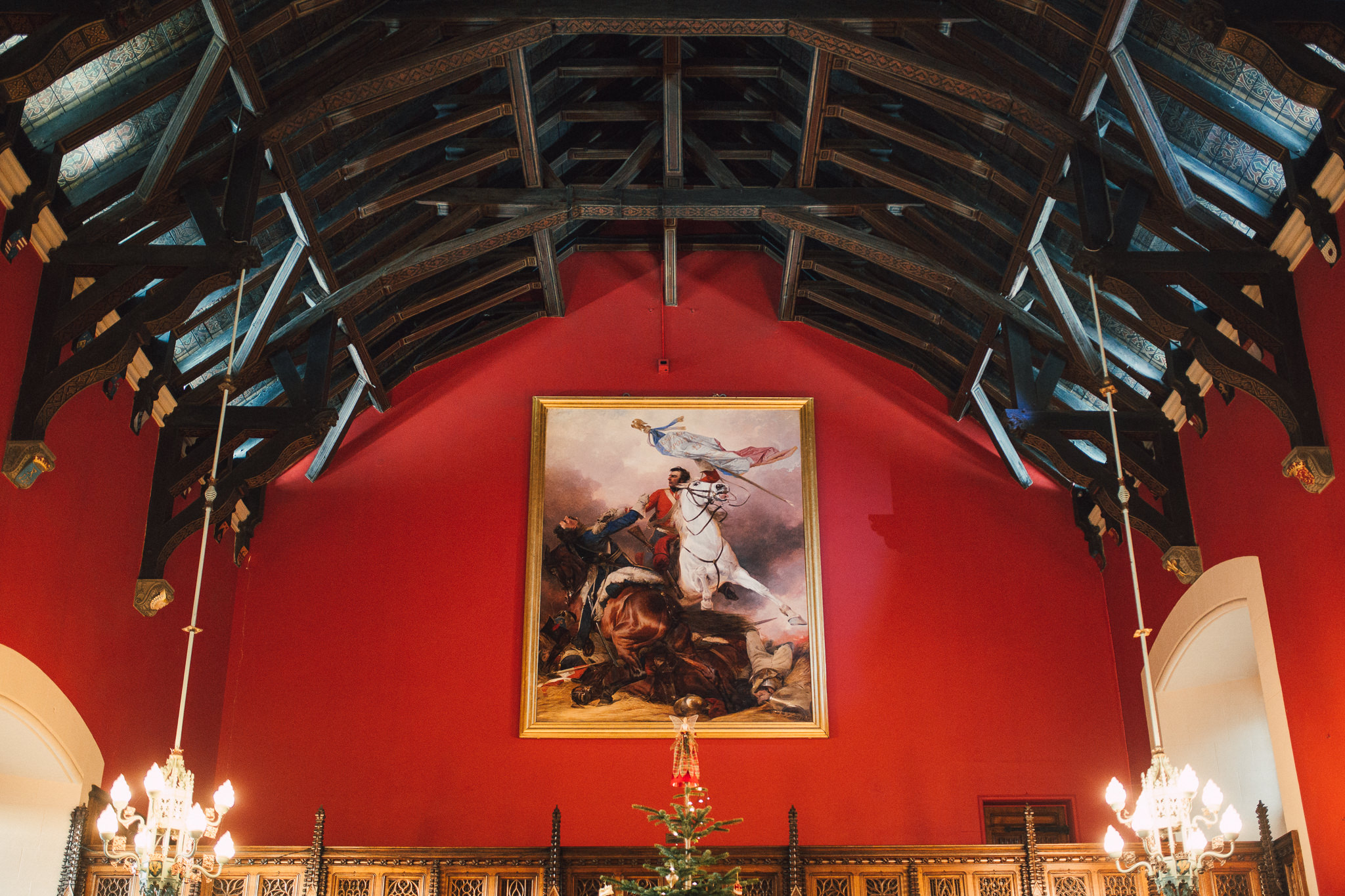   Edinburgh Castle’s Great Hall. Painting is of Sergeant Charles Ewart of the Royal North British Dragoons (the Scots Greys), who single-handedly captured the eagle and standard of the French 45th infantry at Waterloo on 18 June 1815  