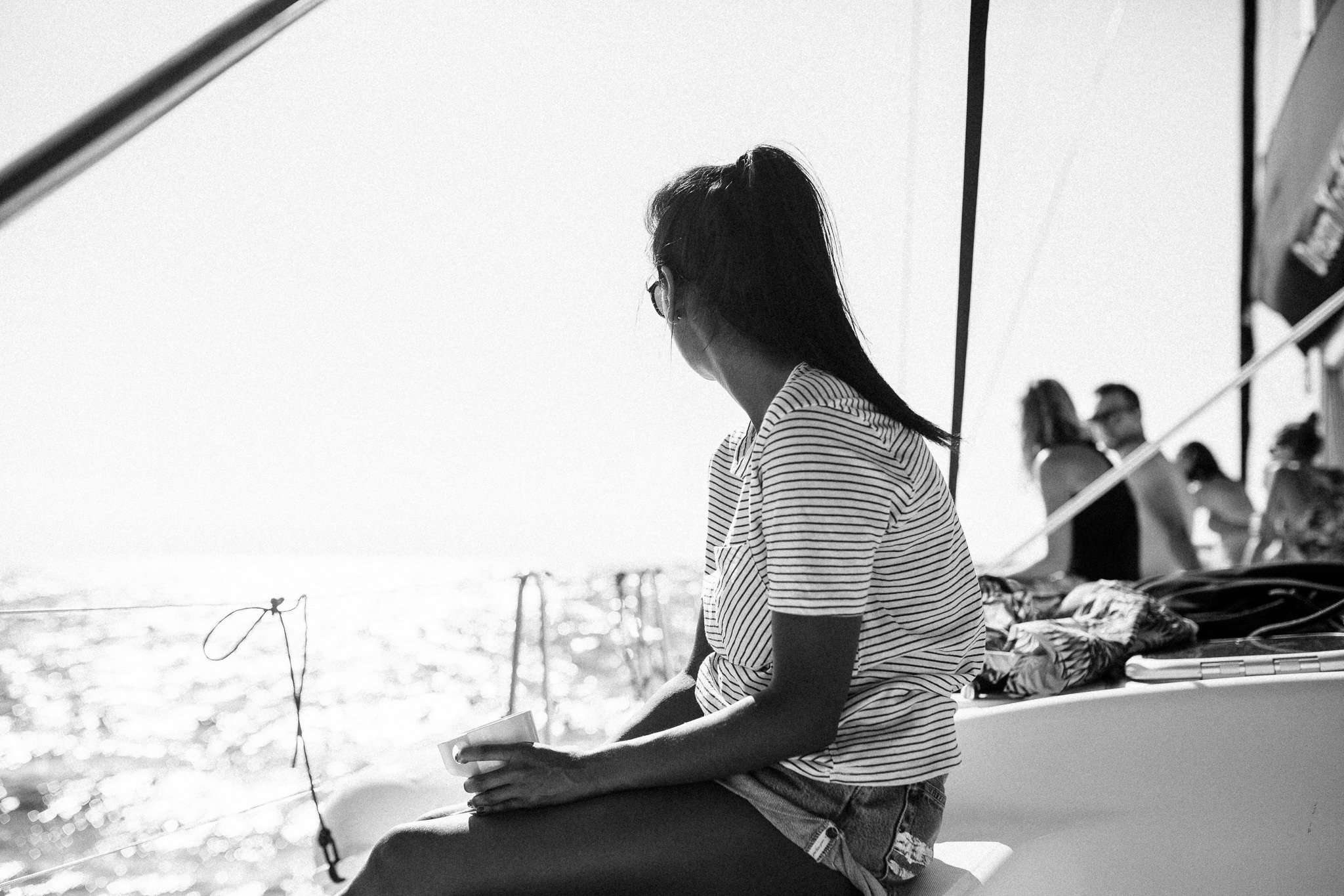 woman on yacht on ocean