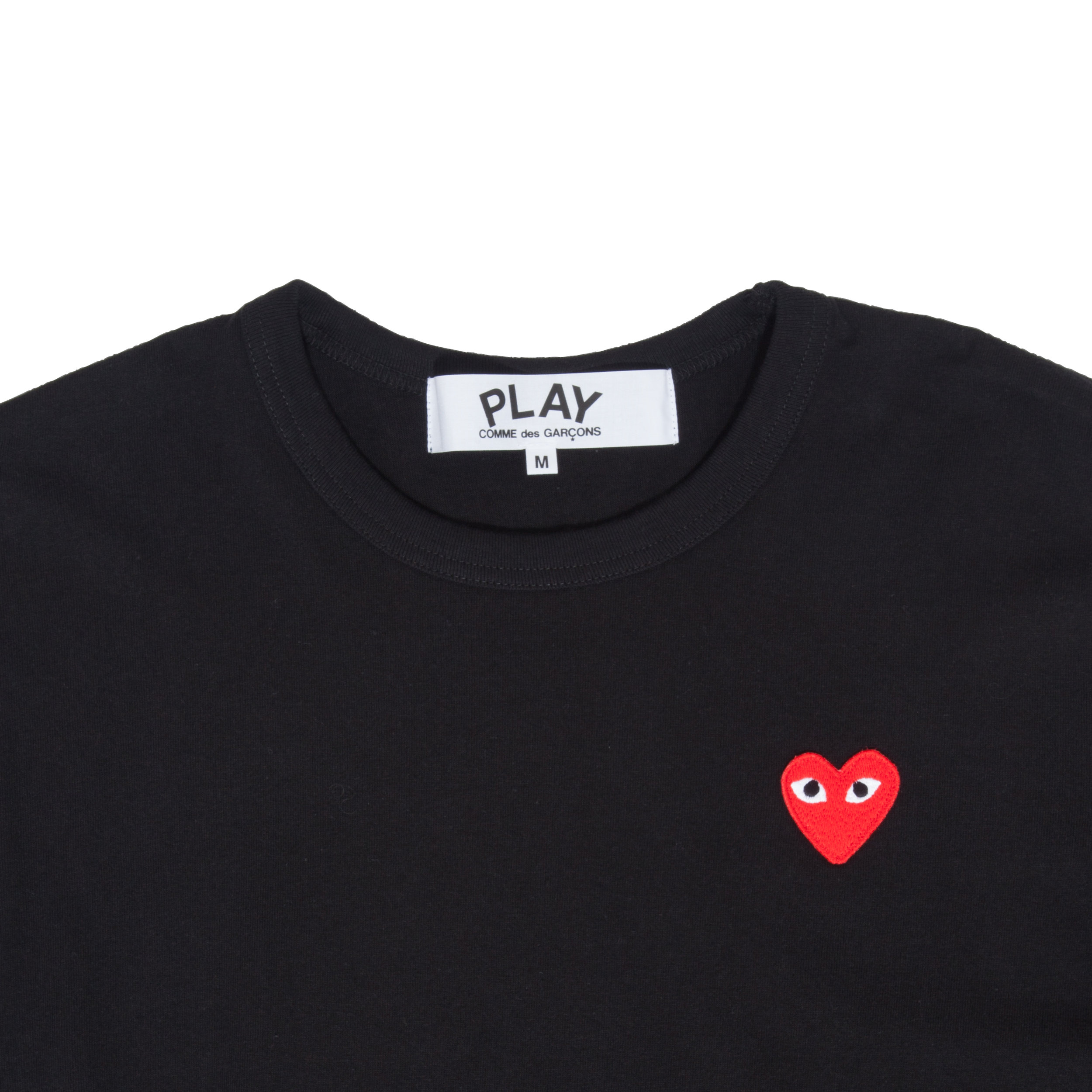 comme des garcons black shirt with red heart