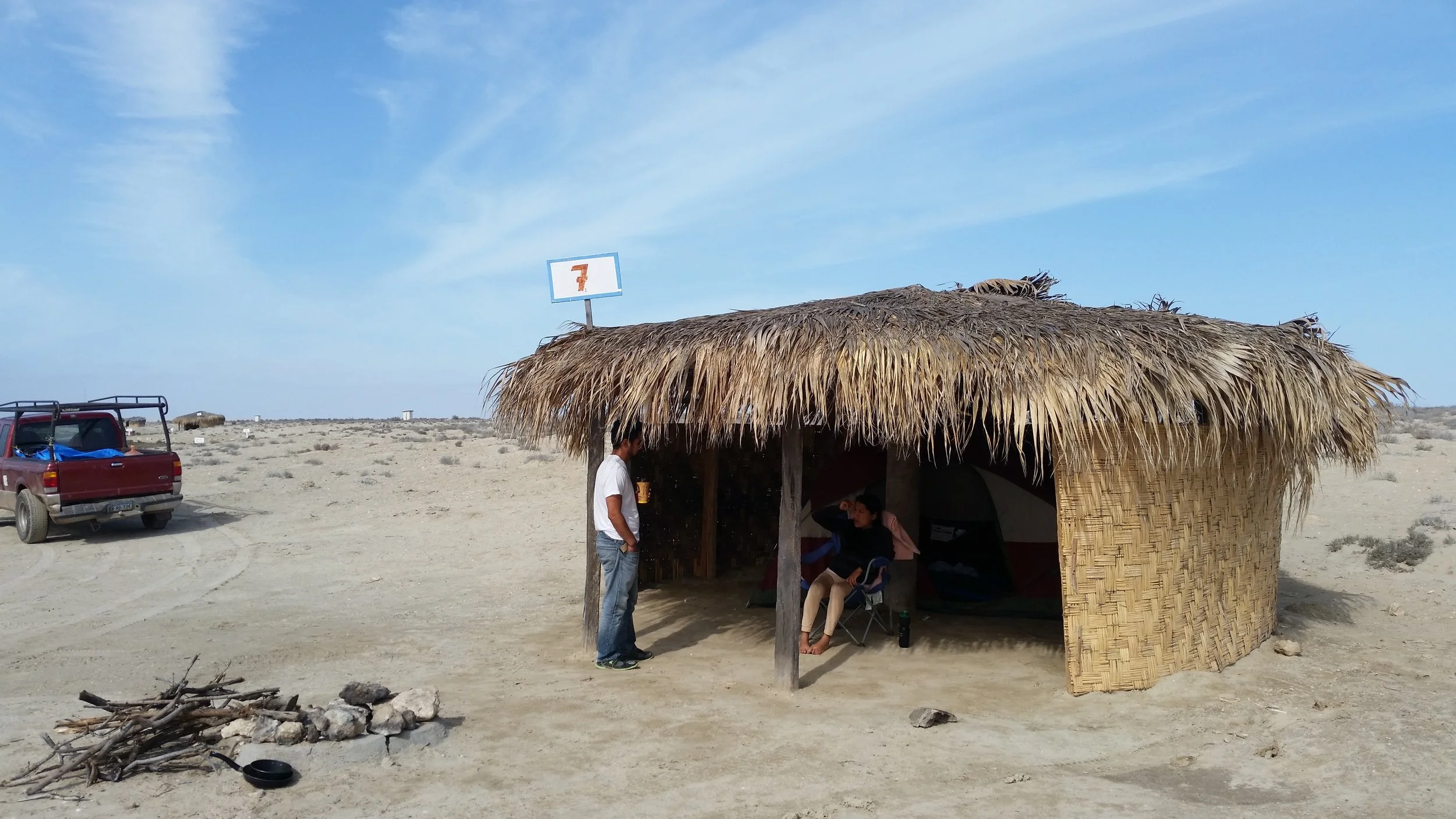 Our campsite in the salt flats of Guerrero Negro
