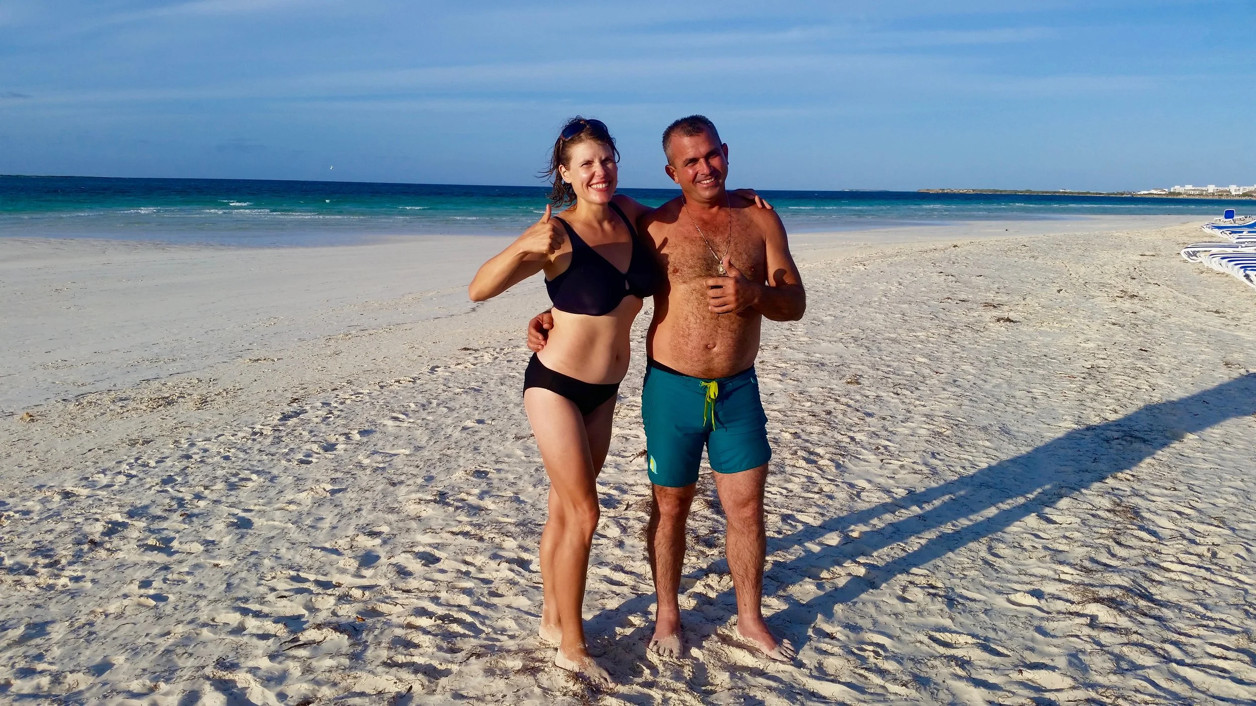 I lent my swimming shorts to the truck driver that drove me to Playa Pilar so he could take a dip!